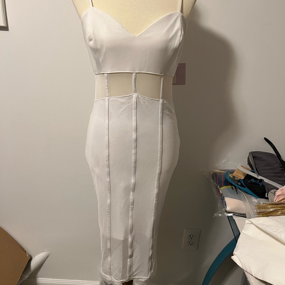 White Dress with mesh and boning.